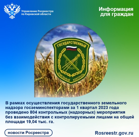 Итоги государственного земельного надзора за 1 квартал 2023 год.